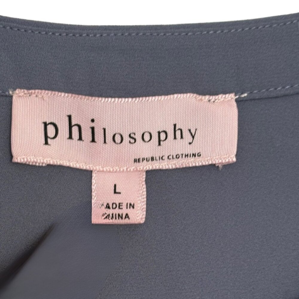 Philosophy Women's Cuffed Sleeve Grey Top Large NEW - Picture 3 of 6